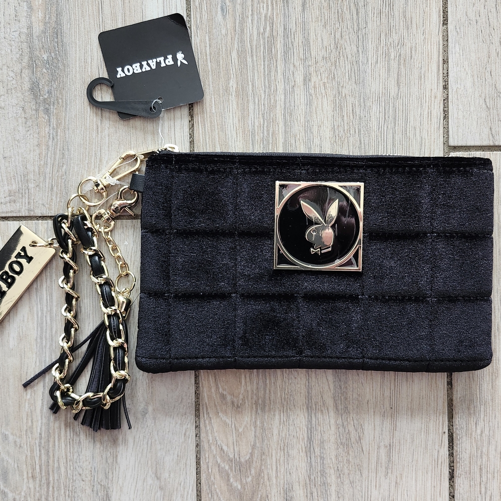 PLAYBOY Black Clutch with Gold Accents